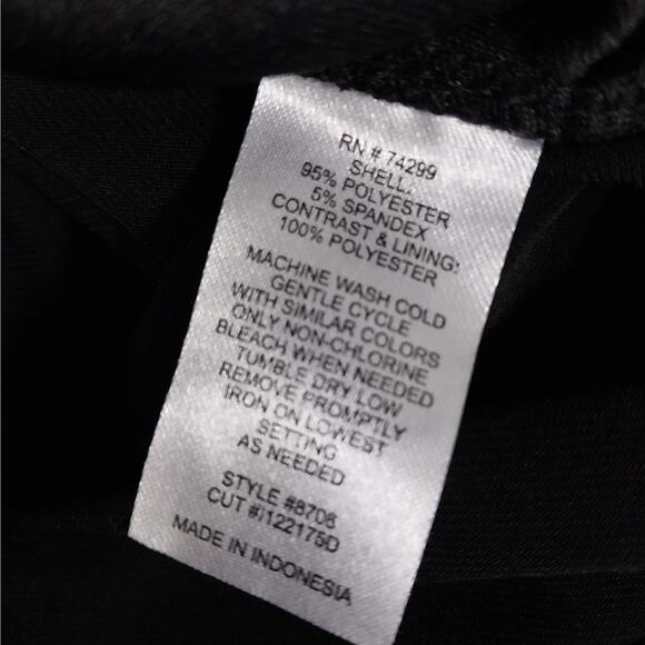 EN FOCUS STUDIO! CREAM OVER BLACK ALL STRETCH ROSE EMBELLISHED DRESS! SZ 4 - Picture 10 of 11